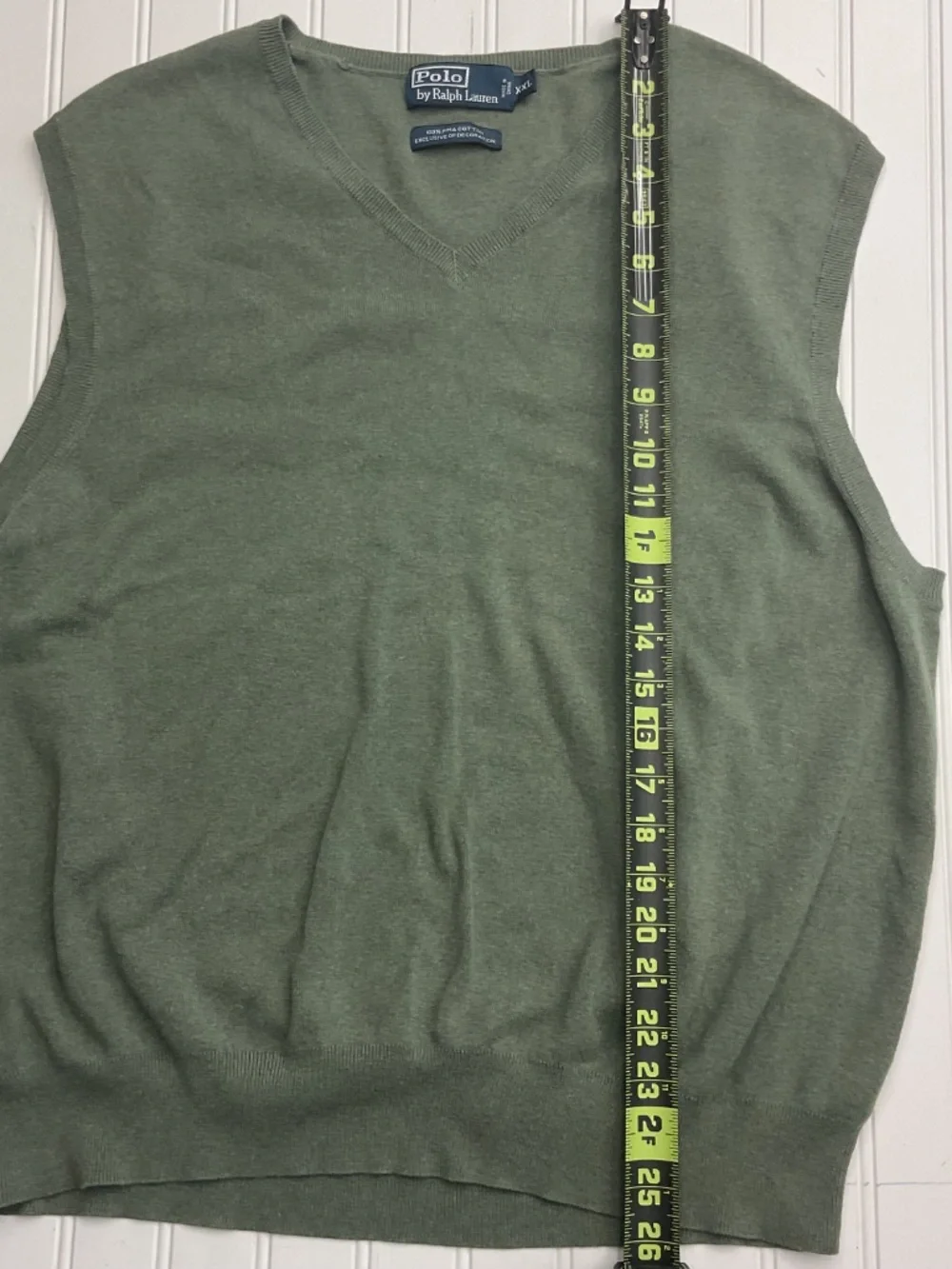 Polo Ralph Lauren Men's V-Neck Sweater 100% Pima Cotton Heather Sage Green XXL